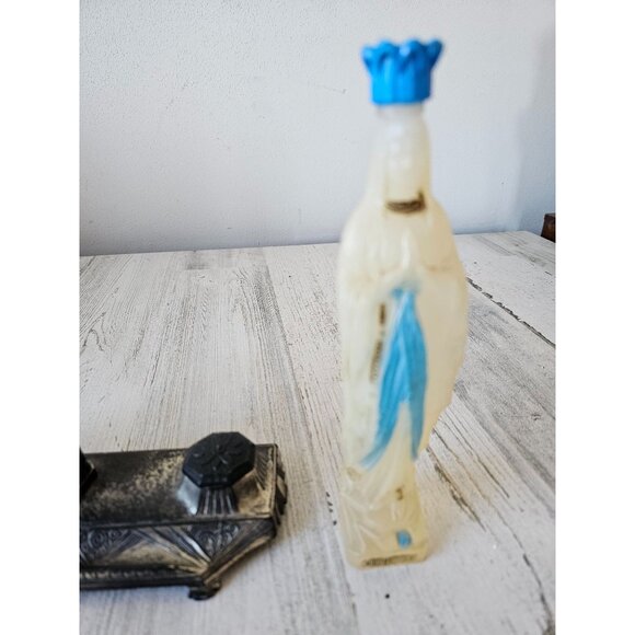 Vintage Virgin Mary inkwell holy water lourdes dicamni container religious Franc - Picture 2 of 11
